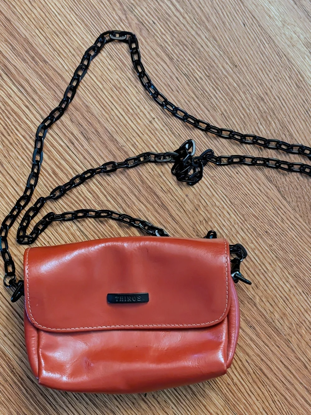 Vintage 2001 THIROS Greek Leather Floating Clutch Minimalist Modernist Restored